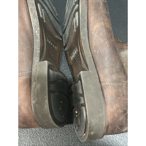 Roper Western Boots Mens Sz 14 Brown Oiled Leather Work Play Cowboy Square Toe - Picture 8 of 9